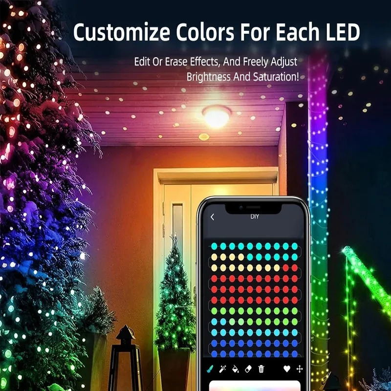 2.1M Christmas light garden fairy light with Bluetooth application and remote control used for Christmas tree decoration lighting IP44 waterproof 2410