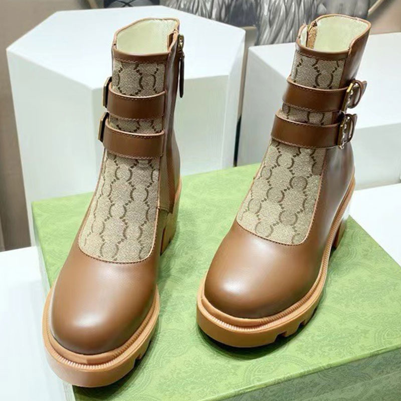 designers letter boots luxury womens short boots with calf leather fabric leather lining front decoration rhinestone buckle accessories classic brand boots