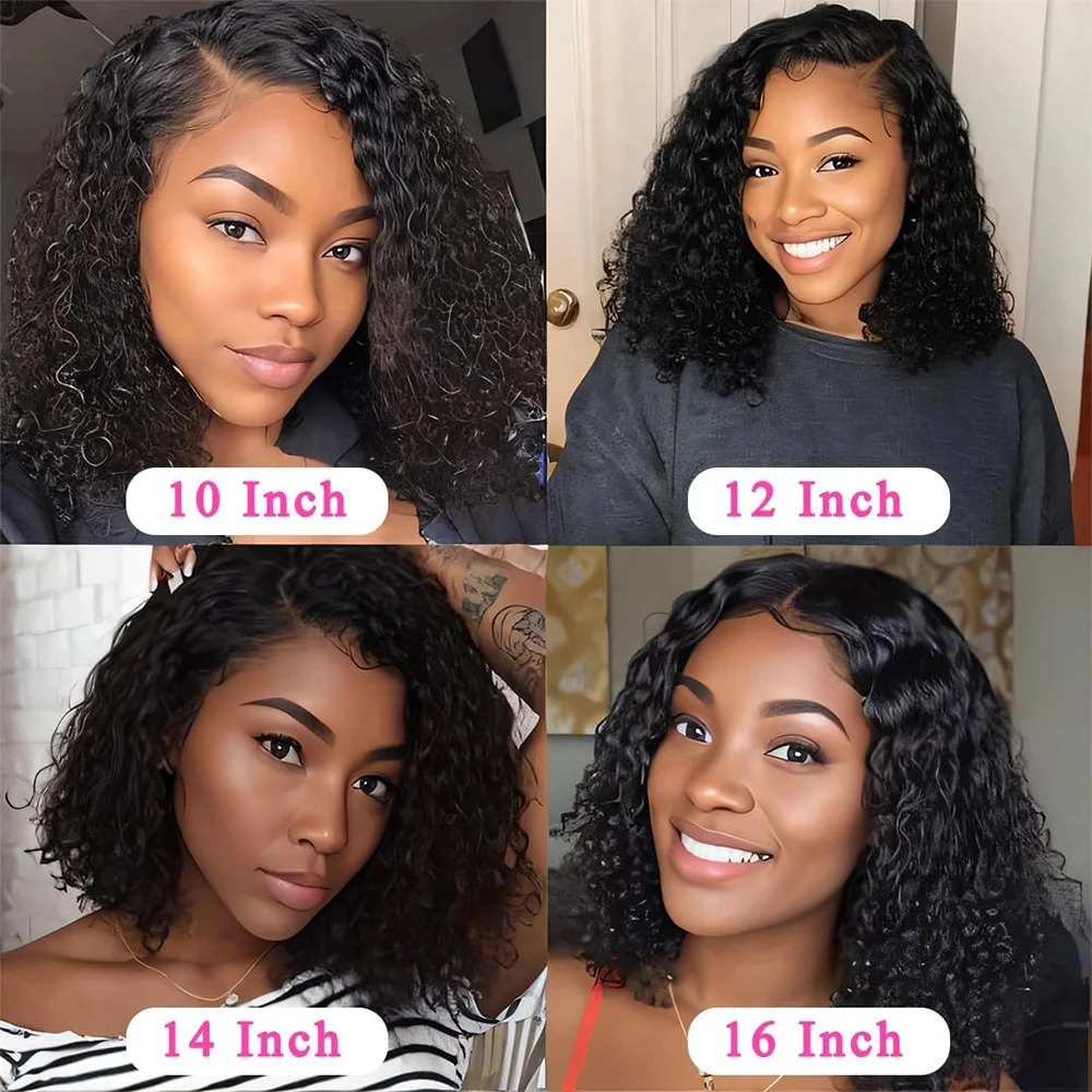 Pre Plucked Brazilian 13x4 Closure Wig Short Bob Kinky Curly Front Human Hair Wigs Lace