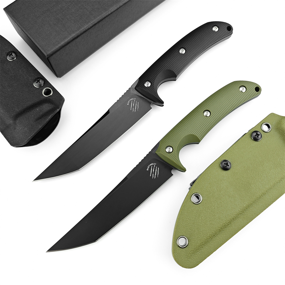2024 Bastinelli Portable Combat Military Fixed Blade Knife Outdoor Straight Knife +K Sheath, Outdoor Tactical Hunting Jungle Survival EDC Knife 15002 15017 15500