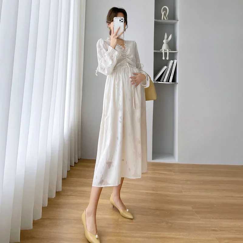 Autumn Plus Size Maternity Dress Sweet Lace Patch Work Dress Maternity Party Dress Maternity Wedding Dress W241026