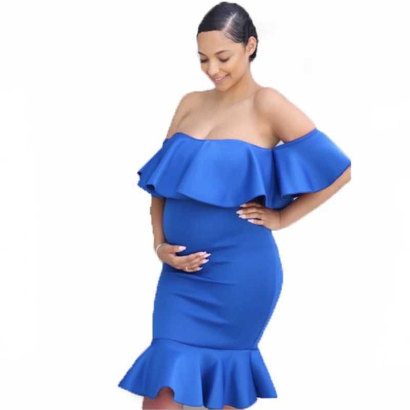 Ruffless and strapless maternity dress summer maternity dress baby shower photosoot dress pregnancy photo conference W241026