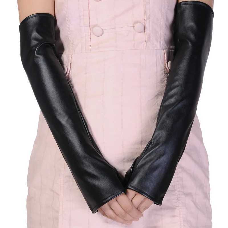 Womens winter warm half finger sleeve nightclub display touch screen gloves ultra-thin long finger Pu leather driving Gs M36 W241026