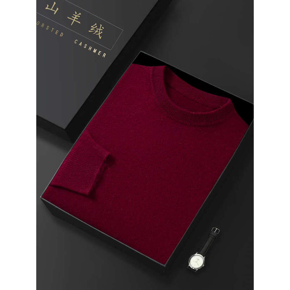 Aliselect Autumn Winter Men 100% Sweater O-Neck Long Sleeve Pullover Basic Soft Warm Cashmere Knitwear Smart Casual Top