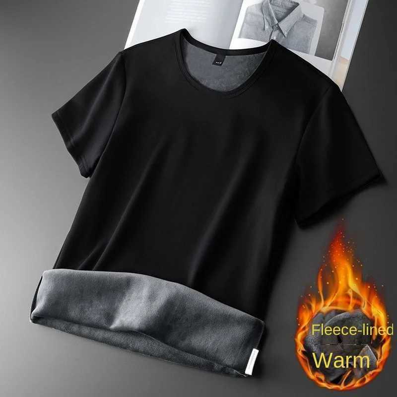 Mens hot underwear top Flce thick shorts Slve T-shirt Kp warm Ts O-neck solid bottom shirt W241026