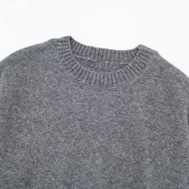 Laxsesu Autumn Winter Women Gray Pullover ONeck Chic Loose Sweaters 2024 Long Sleeve Fashion Knitted Casual Jumper Female 241018