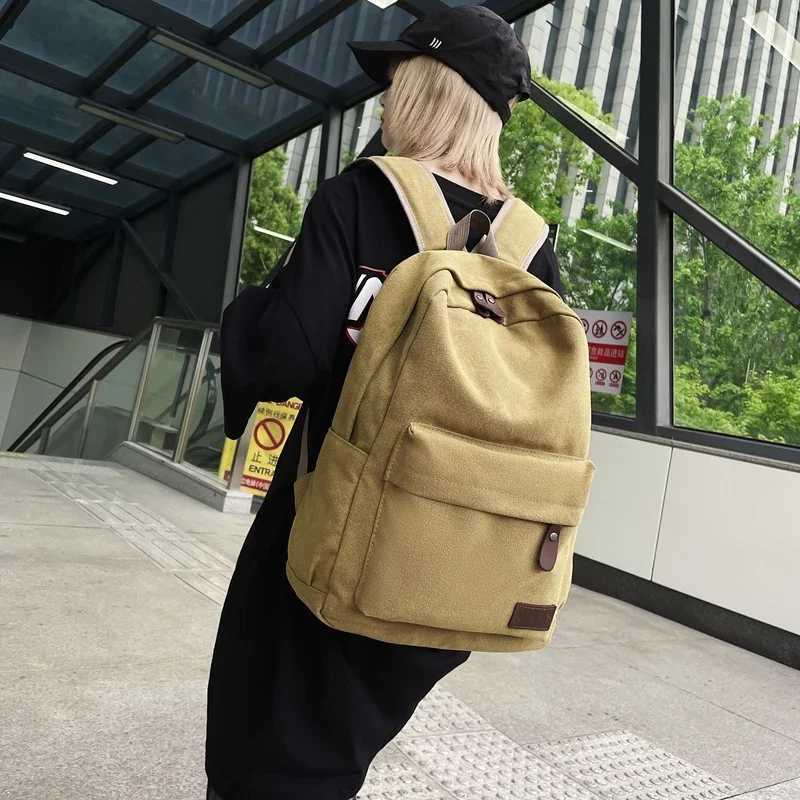 Solid Black Canvas Backpacks 100% Cotton Leisure Or Travel Bags Unisex Large Capacity Packages Fashion Simple School Bags bolsaXJ241026