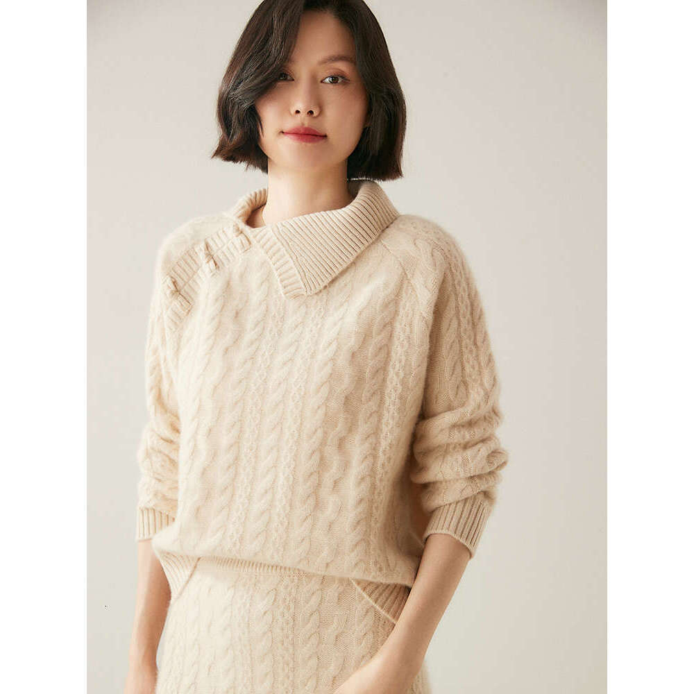 New Chic Women's 100% Cashmere Sweater Twist Wer Knit Pullover Autumn Winter Chinese Style Knitwear Female Clothing Top