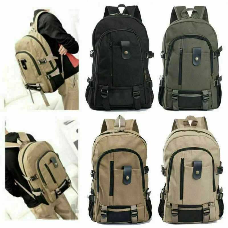 New Mens Simple and Fiable Backpack Leisure Travel Canvas Backpack Large Capacity Student BackpackXJ241026