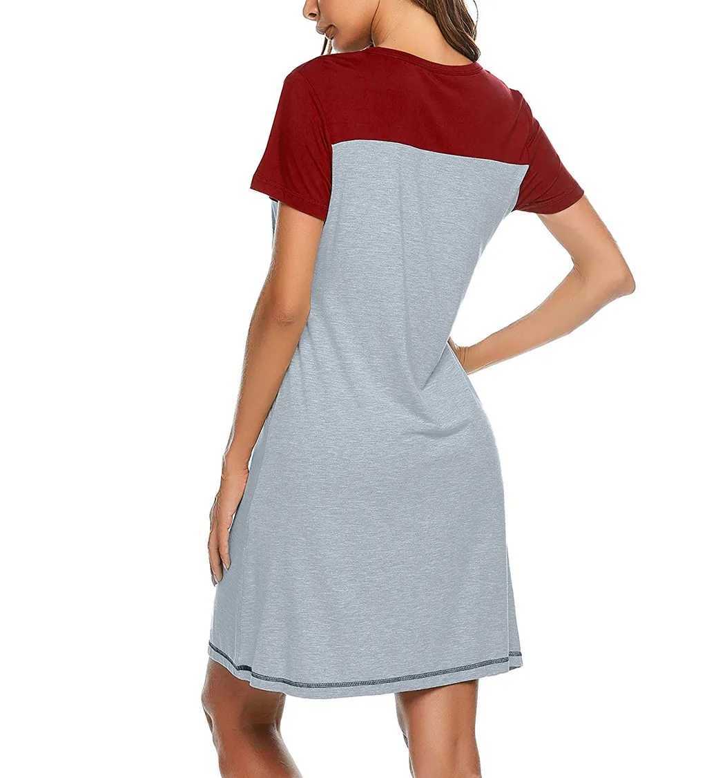 Womens maternity dress short sleeved cute printed sleepwear pregnant womens short sleeved cute printed care sleepwear W241026