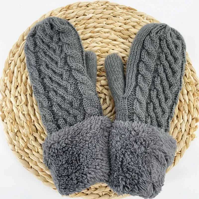 Womens Fashion Knitted Twisted Flower Hoodie Winter Womens Wool and Cashmere Velvet Thickened Warm Full Finger G-Tube W241026