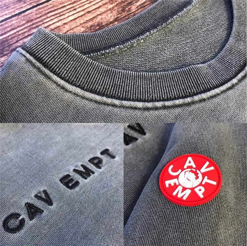 Thick Batik Dark Gray CAVEMPT CE19AW Sweatshirts Crewneck Men Woman 1 Top Quality Wash Cav Empt Hoodie 241025