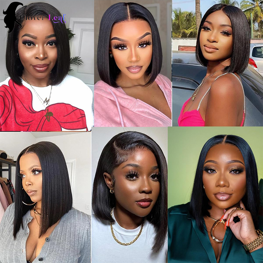 10inch Bob Human Hair Ready To Straight Wear Go Glueless Wig Pre-Plucked Top Brazilian Wigs for Women