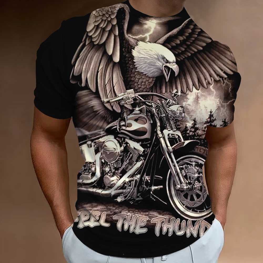Mens Ts 3D motorcycle printed T-shirt short Slve retro summer mens clothing oversized shirt W241026