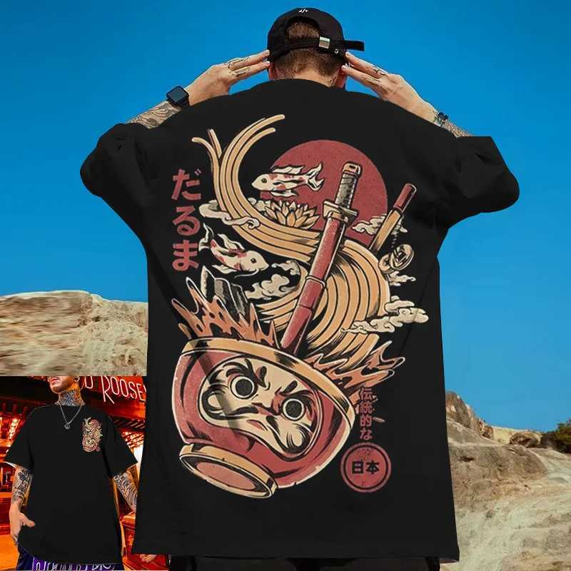 Casual new Slve mens T-shirt Japanese food printed mens loose Ts fashion sportswear daily top W241026