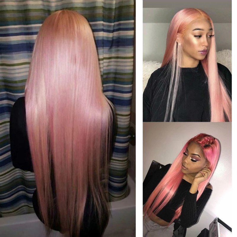 Anime cosplay wig female light pink middle parting long straight hair waist-length synthetic wig