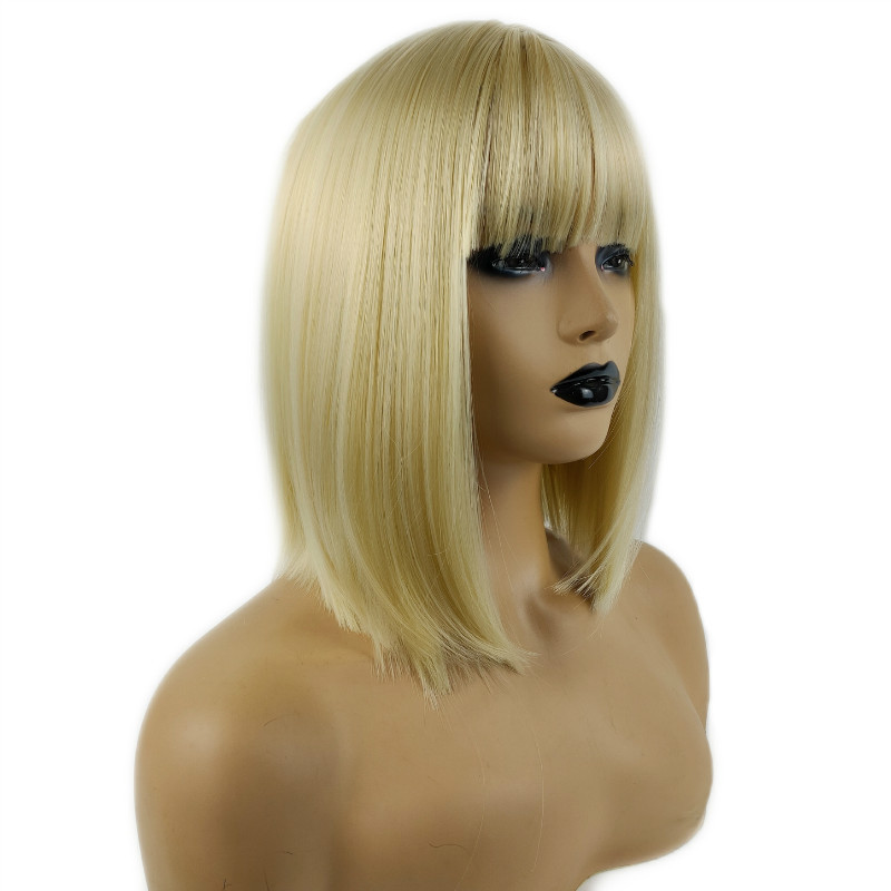 Wig women short straight bobo synthetic fiber wig women smooth straight