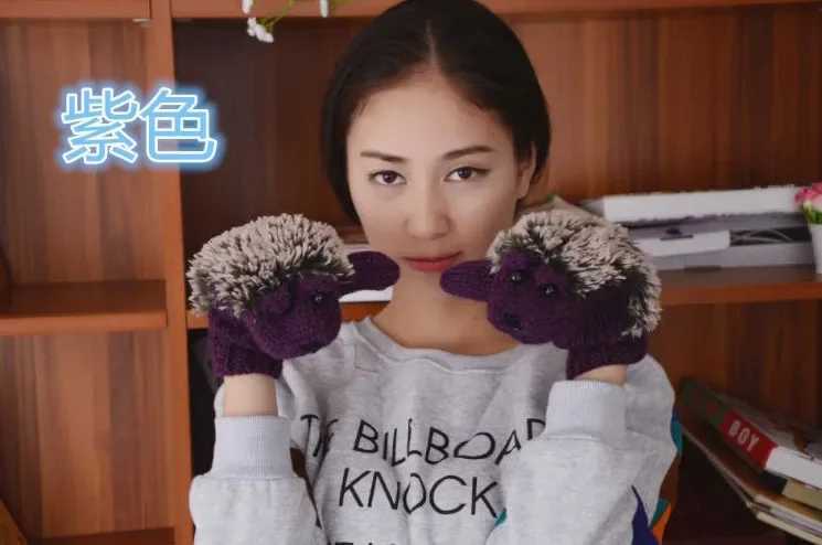 Womens Winter Gs Fingerless Knitted Wool Warm Gloves Finger Cartoon Hedge Gs Birtay Gift W241026
