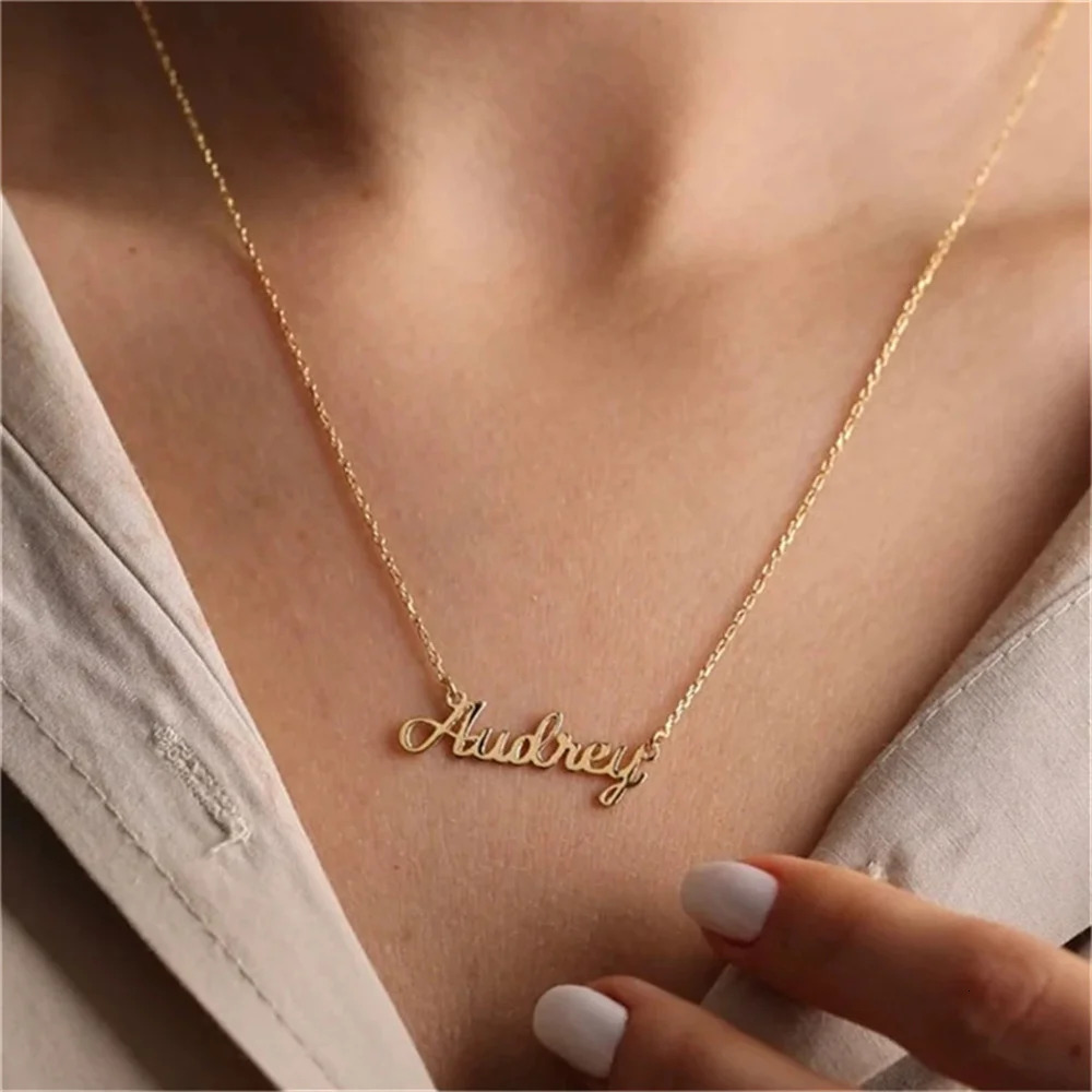Custom Personalized Name Stainless Steel Gold Choker Nameplate Personalized Name Pendant Letter Necklace Jewelry Gift For Mama 241025
