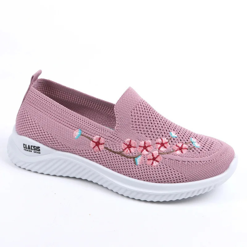 Womens shoes sports shoes mesh breathable floral comfort mothers soft solid color fashion womens shoes lightweight womens shoes 241024