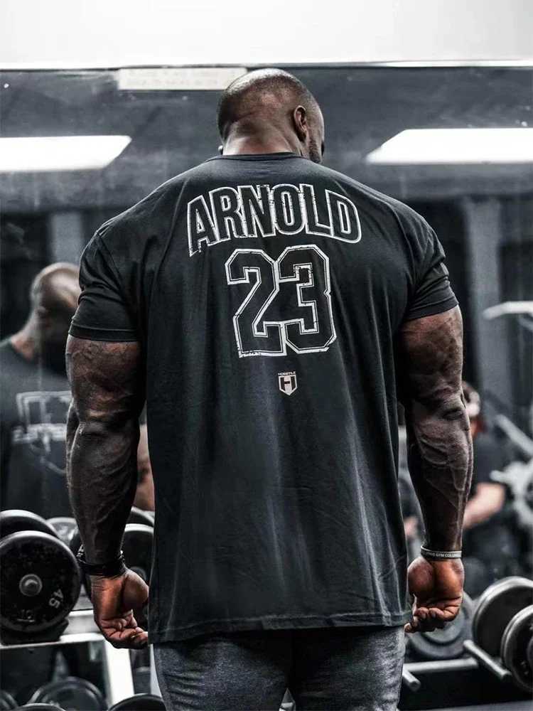 HOSSTILE Short Sleved American Loose scle Tough Guy Breathable Sports Arnold Classic T-shirt W241026
