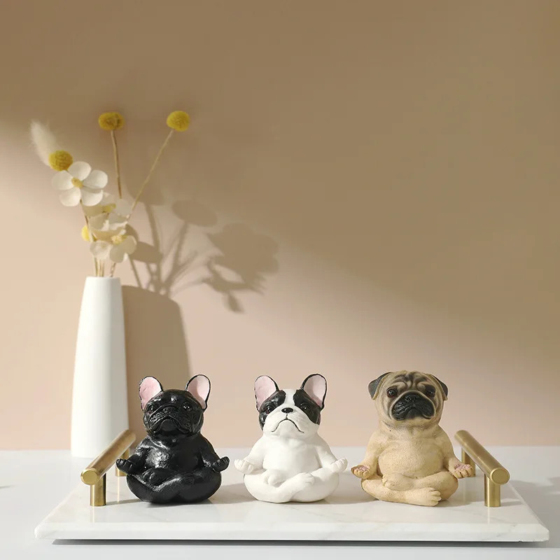 Meditation Habadog French Bulldog Picture Zen Yoga Resin Statue Decoration Collection Home Garden Desktop Dashboard Decoration 241025