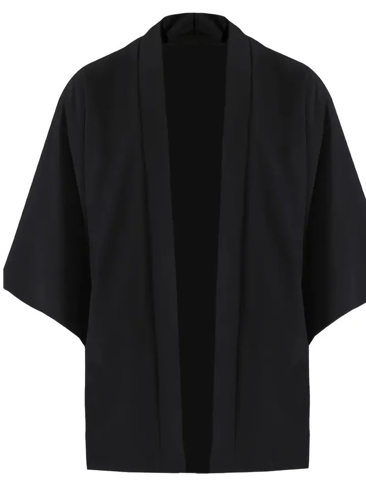 Mens Lightweight Kimono Shirt Seven Sleeve Open Front Cardigan Japanese Style Yukata Bathrobe Samurai Clothing 241025