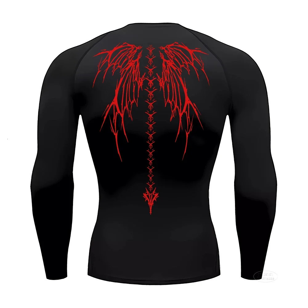 Casual Anime Print Running Compression TShirt Mens QuickDrying Fitness Sportswear Gym Sports Long Sleeve Breathable Top S3XL 241025