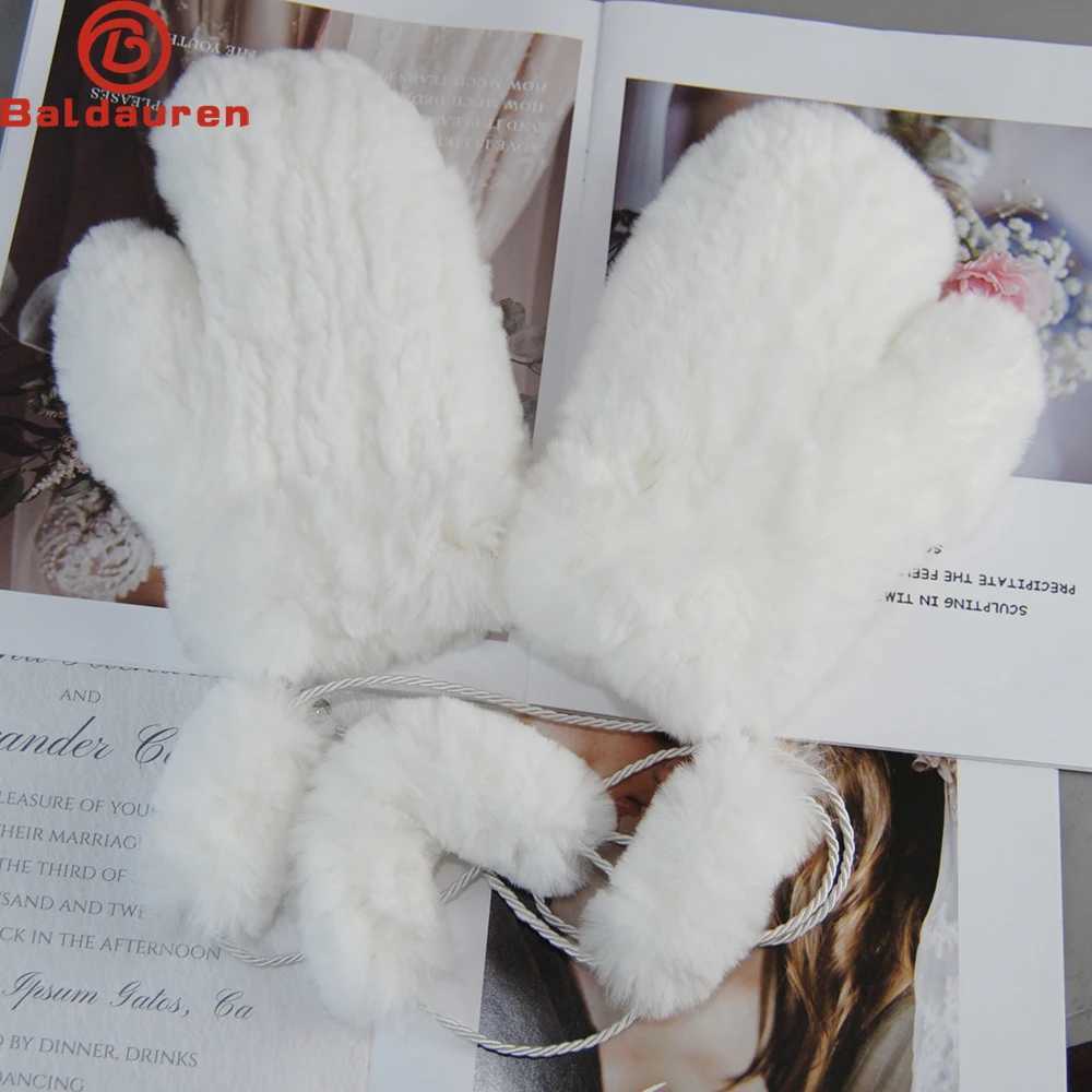 Winter girl warm and soft genuine leather G Good Elastic Women Real Fur G handmade knitted natural Rex rabbit fur gloves W241026