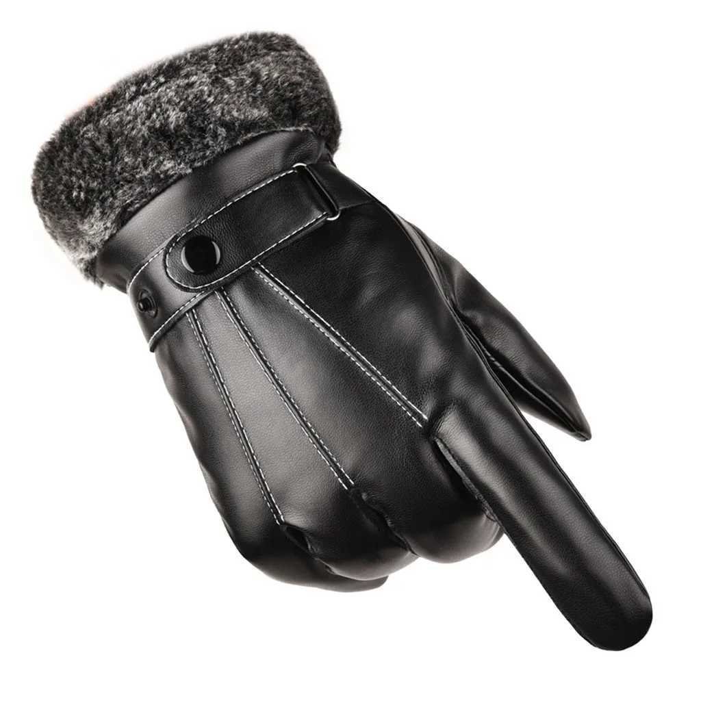 Mens leather winter warmth motorcycle skiing snowboard Gs W241026