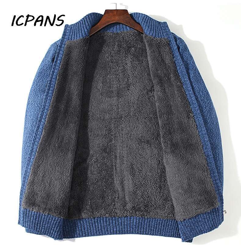 Thicken Warm Cardigan Cashmere Wool Er Winter Sweater Men Turtleneck Wer Pattern Male Knintted Jackets Coats