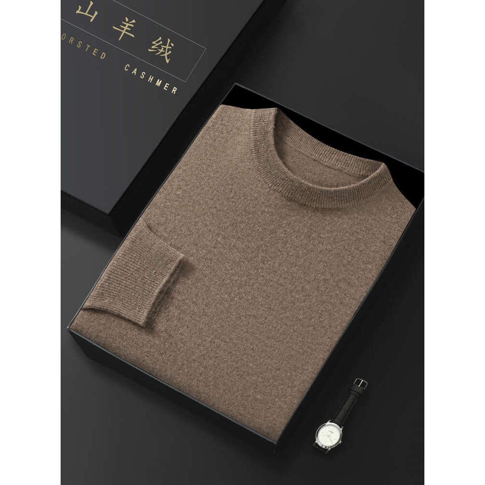 Aliselect Autumn Winter Men 100% Sweater O-Neck Long Sleeve Pullover Basic Soft Warm Cashmere Knitwear Smart Casual Top