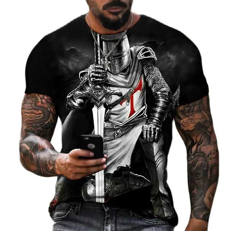 Summer Fashion Templar 3D Printed Mens T-shirt Strt Harajuku Cross T-shirt Mens Short Sleeve Oversized Retro Top W241026