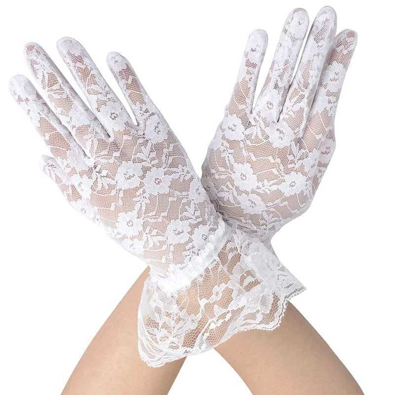 Womens Retro Transparent Short Lace Gs Dey Tea Party Wrist Length Flower Gs Used for Dinner Fancy Clothing Accries Gs W241026