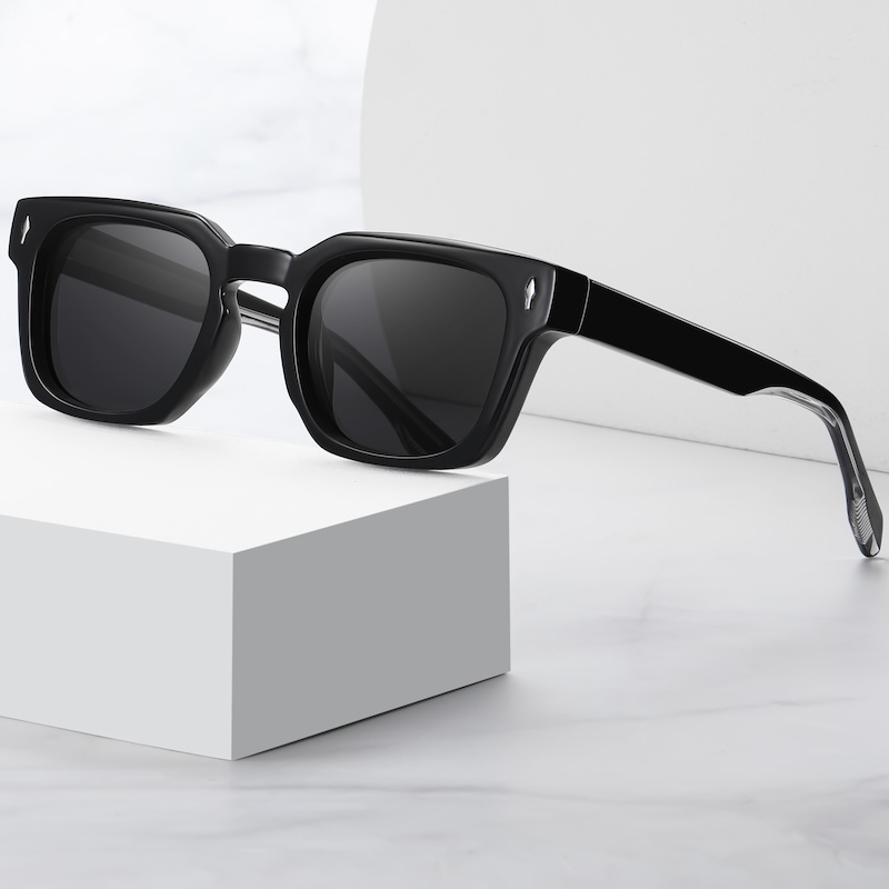 Square Polarized Sunglasses Men Luxury Brand Designer Sun Glasses Women Retro TR90 Vintage Driving Fishing Punk Clear Gradient Shades fashion Rivets S