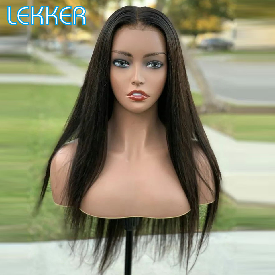 Lekker Bone Straight 4x4 Closure Lace 100% Human For Women Glueless Brazilian Remy Natural Black Hair Free Long Wigs