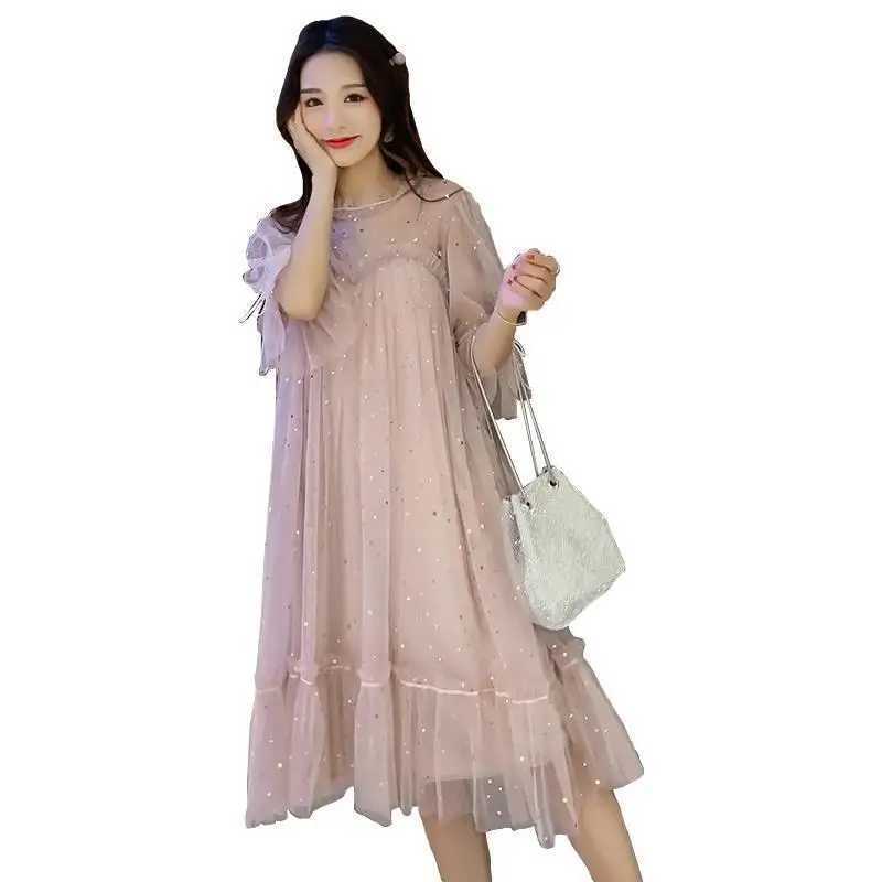 Maternity clothing summer dress moms personality new maternity clothing small and fresh summer cover no pregnancy summer hauze W241026