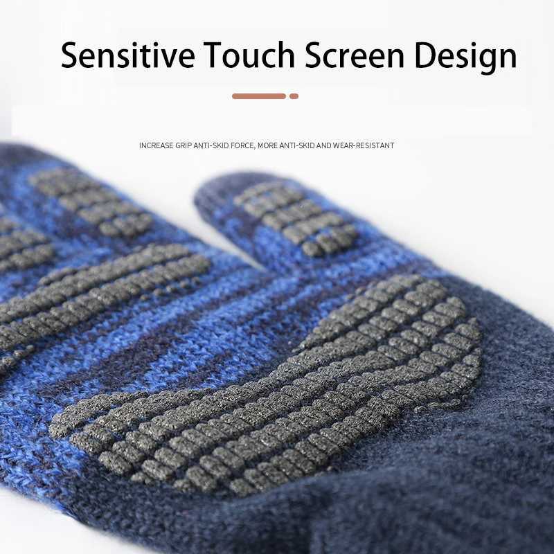 Large size mens knitted Gs anti slip autumn and winter velvet thermal printing touch screen soft and warm mens elastic driving G W241026