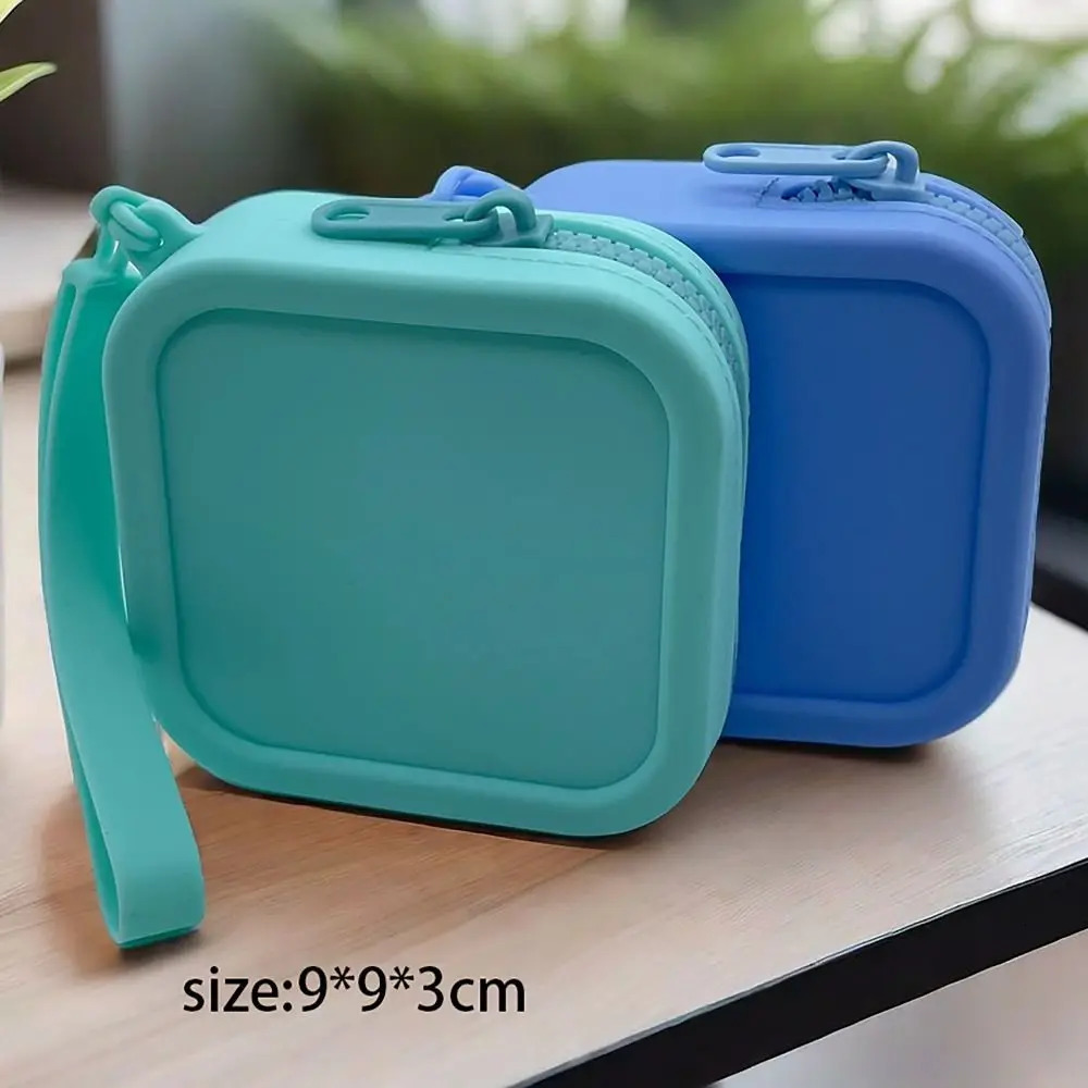 Silicone Organizer Wallet Coin Purse Simple Waterproof Zipper Cosmetic Bag Earphone Bag Students 241025
