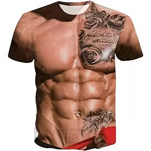 Fashionable 3D scle printed mens short T-shirt with casual and interesting patterns W241026