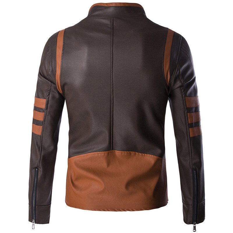 Autumn Men's Zipper Woerine Casual PU Leather Locomotive Coat Logan Bomber Jacket Slim Coats