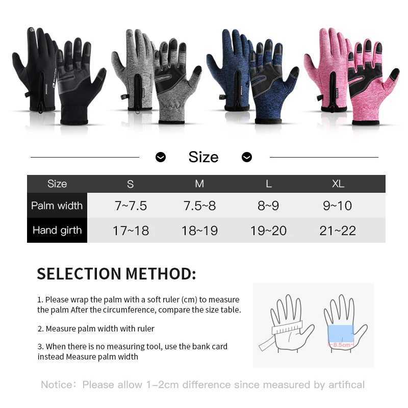 Outdoor Winter Cycling Gs Warm Touch Screen Wear resistant Anti slip Zipper Bike Gs Mens Hiking Work W241026