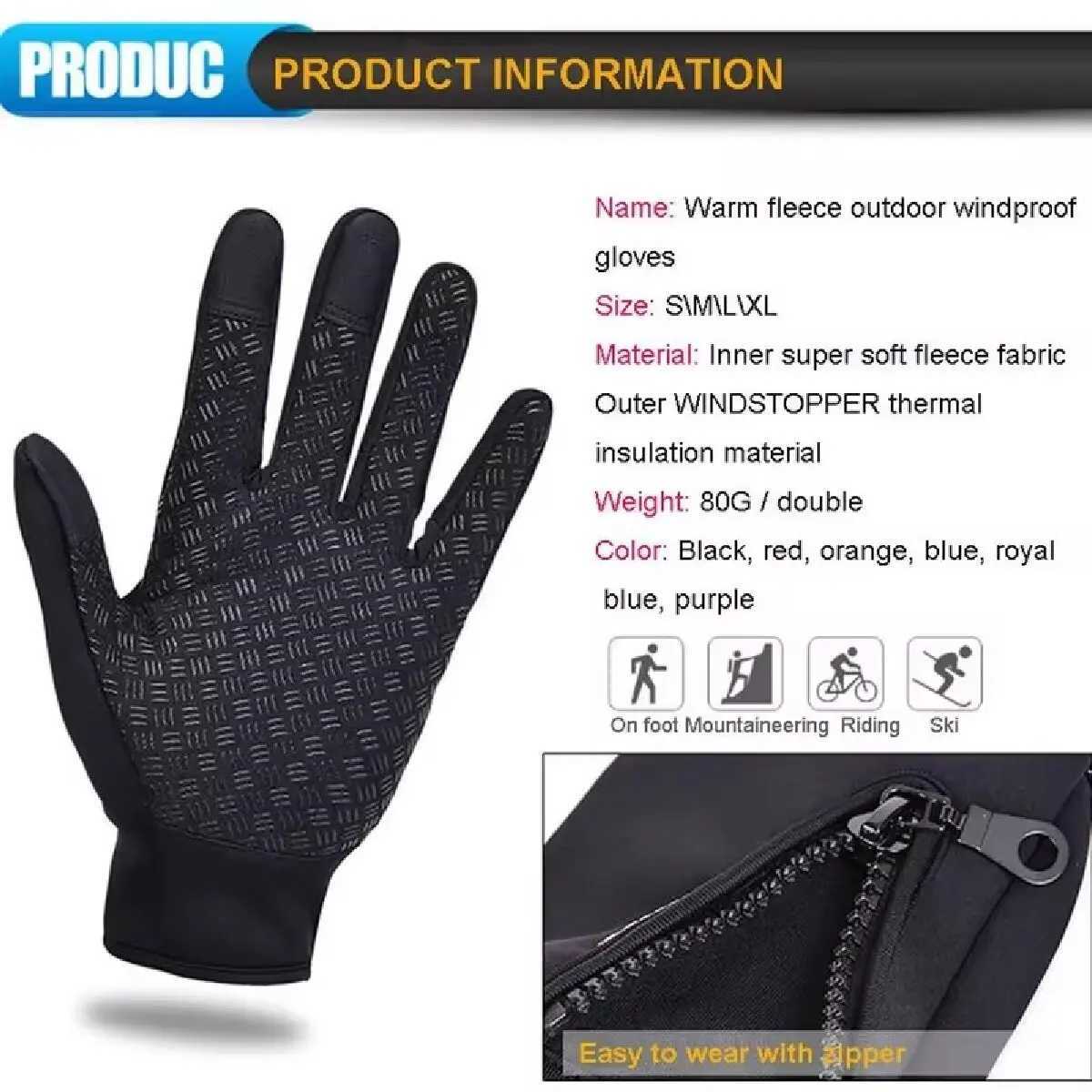 Touchscreen Warm Gs Outdoor Bicycle Driving Motorcycle Waterproof Cold Gs Windproof Anti slip Mens Winter Skiing W241026