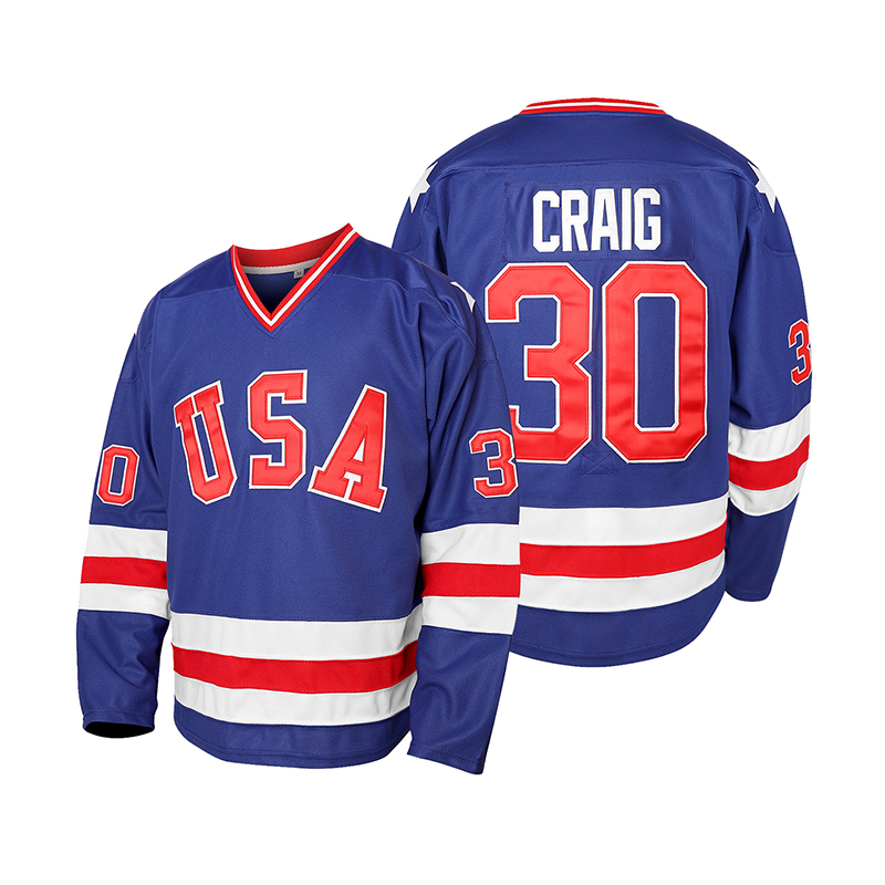 Men's 17 Jack Ocallahan 21 Mike Eruzione 30 Jim Craig Hockey Jersey Vintage Embroidery Breathable Sweat-wicking Shirt For Training Competition In