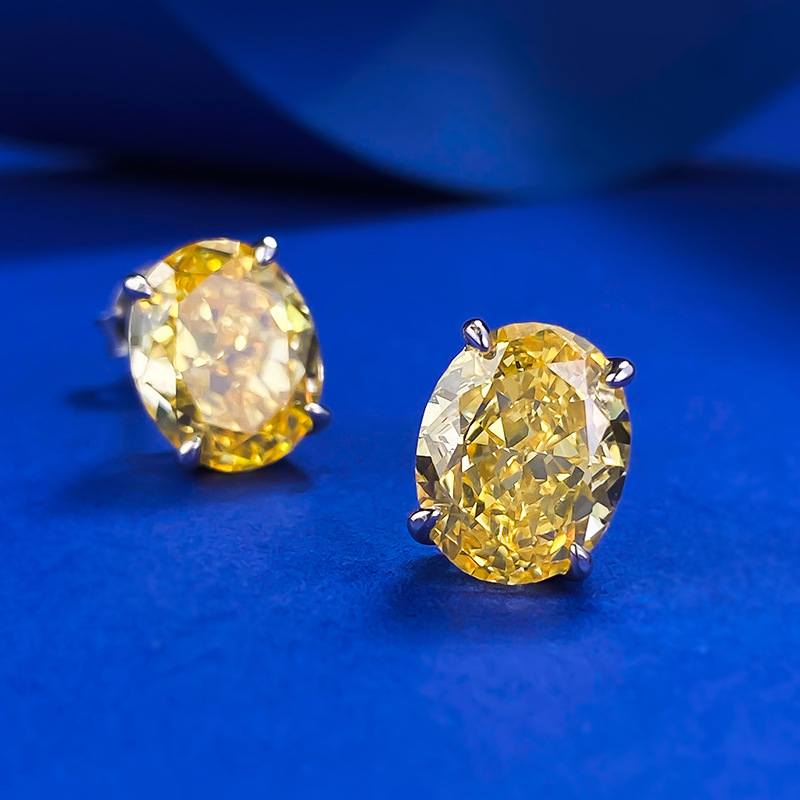 Sterg Sier Moissanite Stud Earrings: Solitaire Oval Cut Fine Jewelry for Women