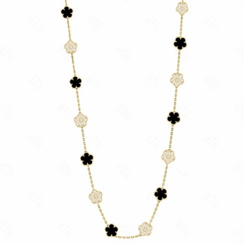 Clover Necklace er Agate Gemstone Flower 18K Gold Long Chain Pendant Elegant Accessory for Women Z250910