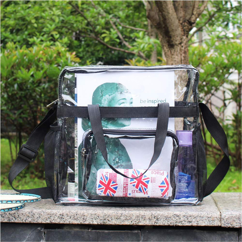2024 Portable Designer PVC Transparent Shoulder Width Women's Trendy Handbag Women's Large Capacity Transparent Bag Shopping Handbag Diagona