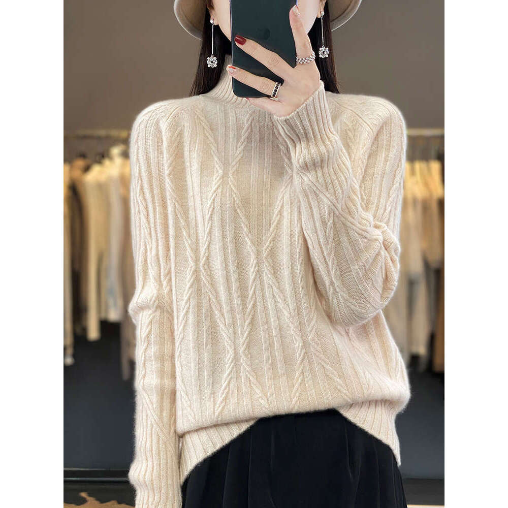 2023 Fashion Good To Wear 100% Merino Wool Tops Women Clothing Sweater Turtleneck Long Sleeve Pullover Autumn Winter Knitwear