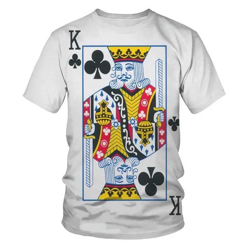 Poker card 3D printed fashionable mens T-shirt Plum K pattern short Slves casual Harajuku trend comfortable O-neck top W241026