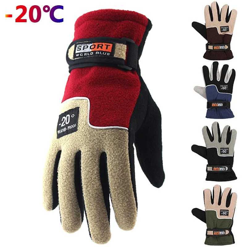 -20 Winter Warm Wool Gs Mens Hot Cycling Snow Thickness Gs Mens Polar Wool Gloves Windproof Gs W241026